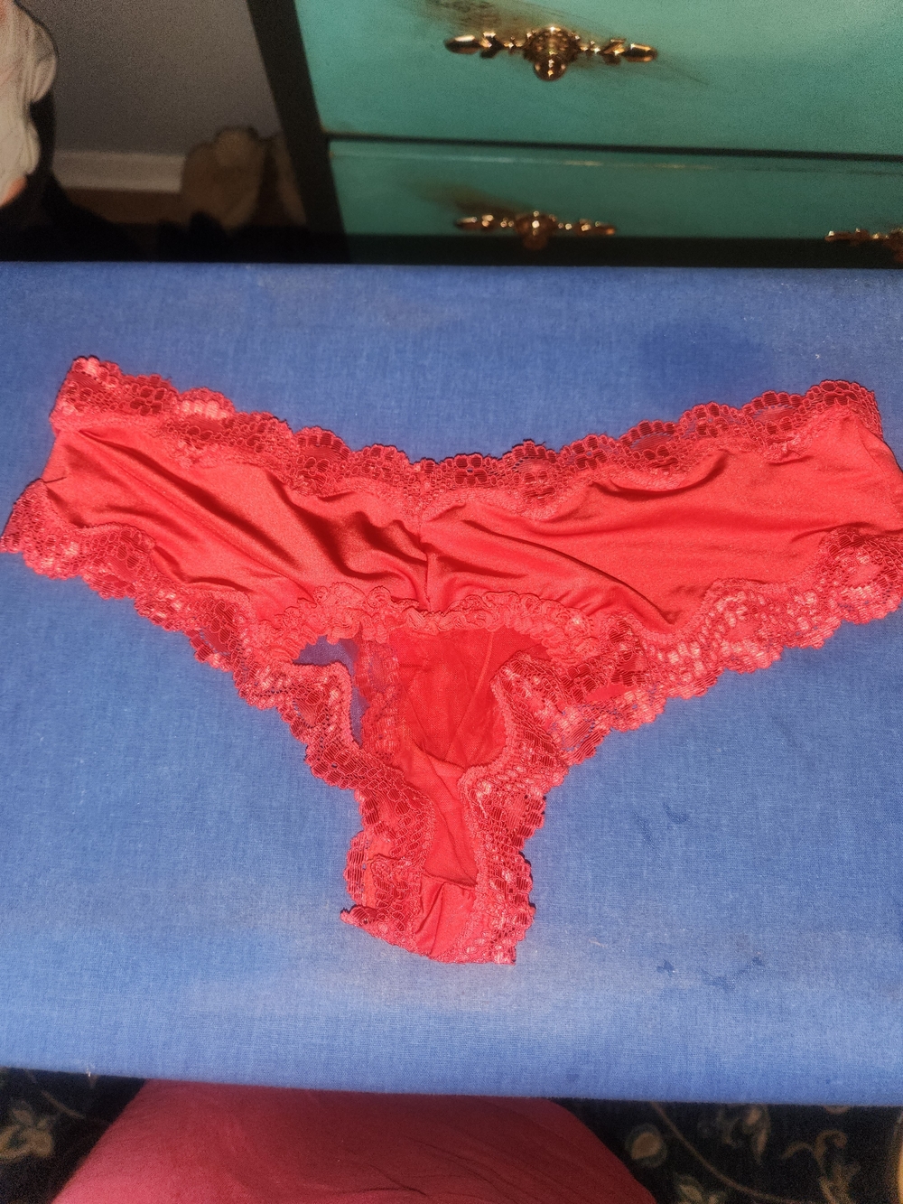 Victoria's Secret Red Lace Trim Cheeky Panty